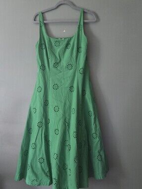 Green Cotton Eyelet Midi Sundress